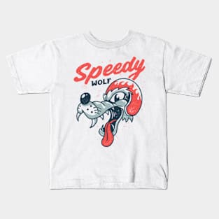 speedy wolf retro Kids T-Shirt